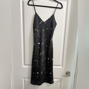 Aritzia Wilfred Black Floral Slip Dress